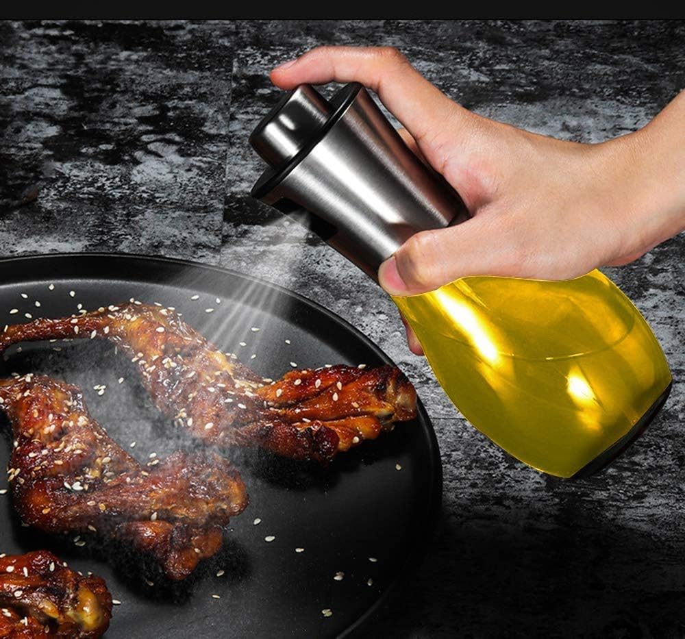 ZURATO Oil Sprayer for Cooking, Oil Spray Bottle, Stainless SteelOil Dispenser Glass Bottle for Cooking, Baking, Roasting, Grilling, Salad, Frying (1)
