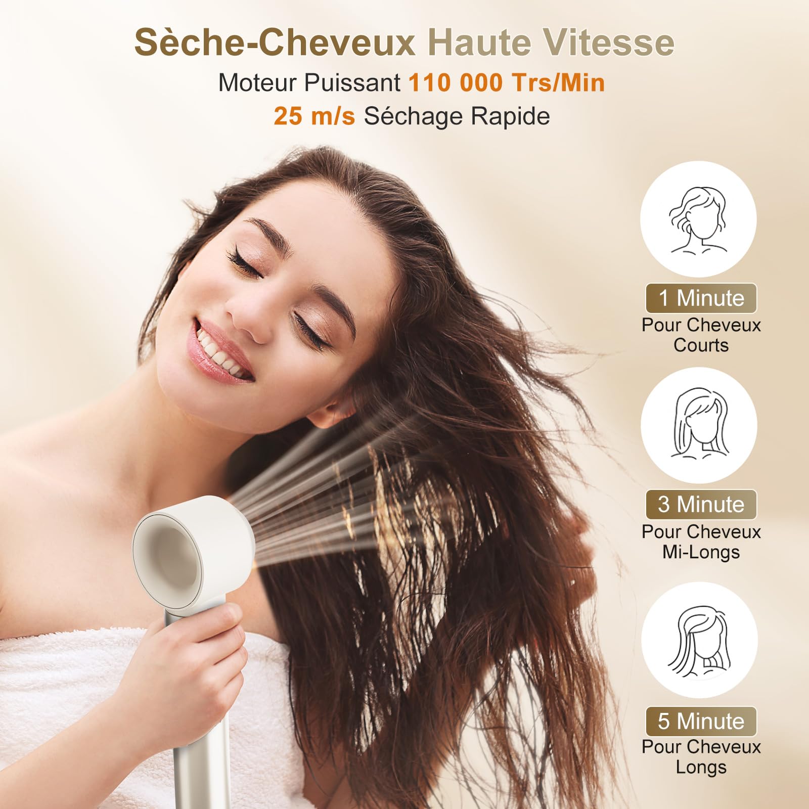 7MAGIC Air Styler 6 en 1, Sèche Cheveux Ionique, Boucleur a Cheveux Automatique, Brosse Soufflante, Brosse Lissante, Sans Dommages De Chaleur, avec Sac De Voyage, pour Les Occasions Spéciales