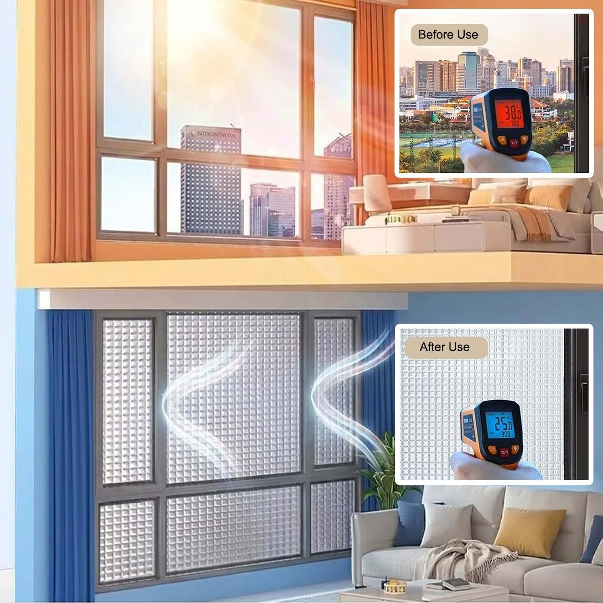 Pellicola Anti-Calore Per Vetri Finestre Per Veranda Balcone Tetto Camper | Anti Calore e Freddo Pannello Oscurante con Ventose Trasparenti Occhielli in Alluminio(150x300cm)
