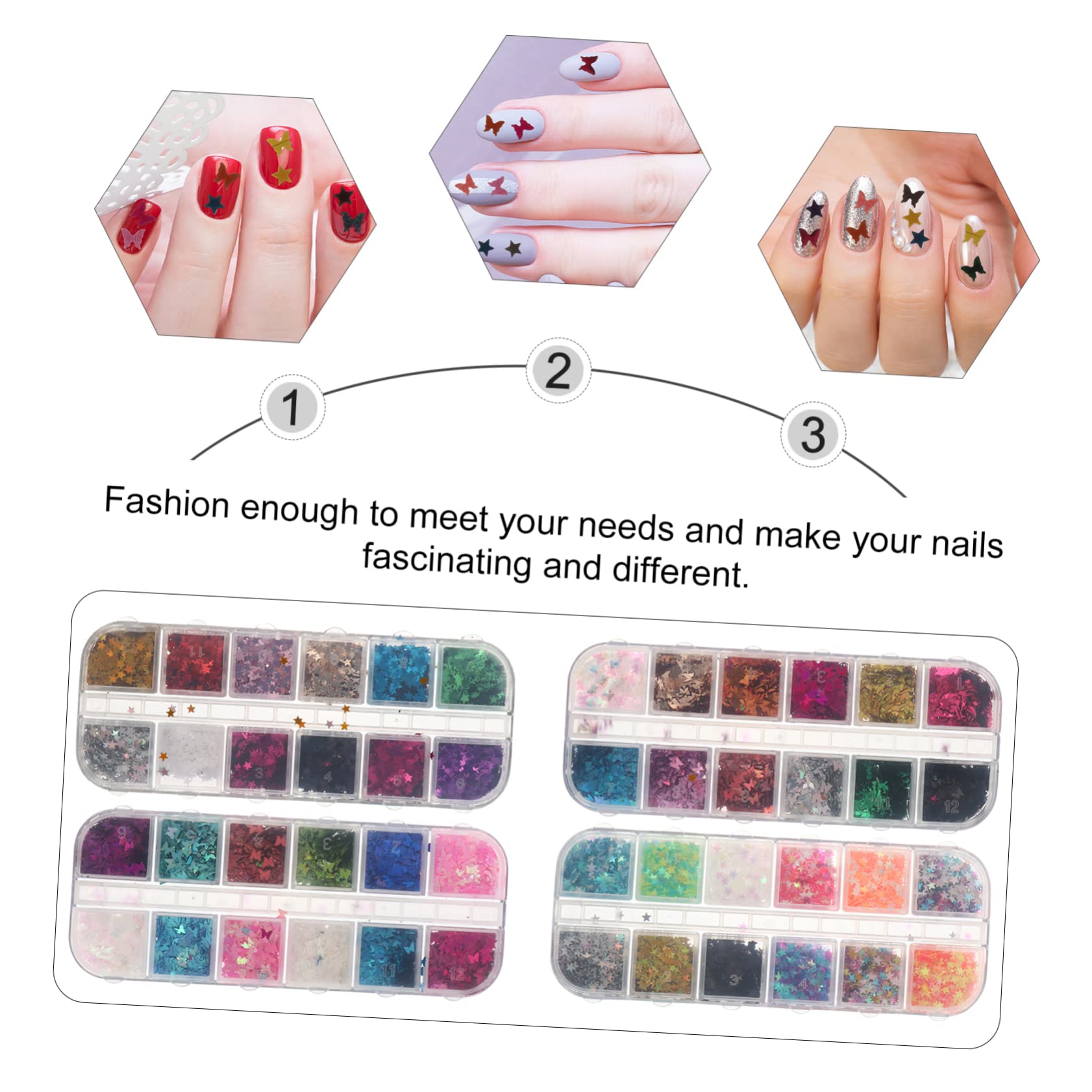 POPETPOP 12 Scatole Paillettes Per Nail Art Per Il Trucco Degli Occhi Adesivi Per Unghie Per Nail Art Adesivi Glitterati Adesivo Per Unghie Metallo Veloce Ragazza Lucidalabbra