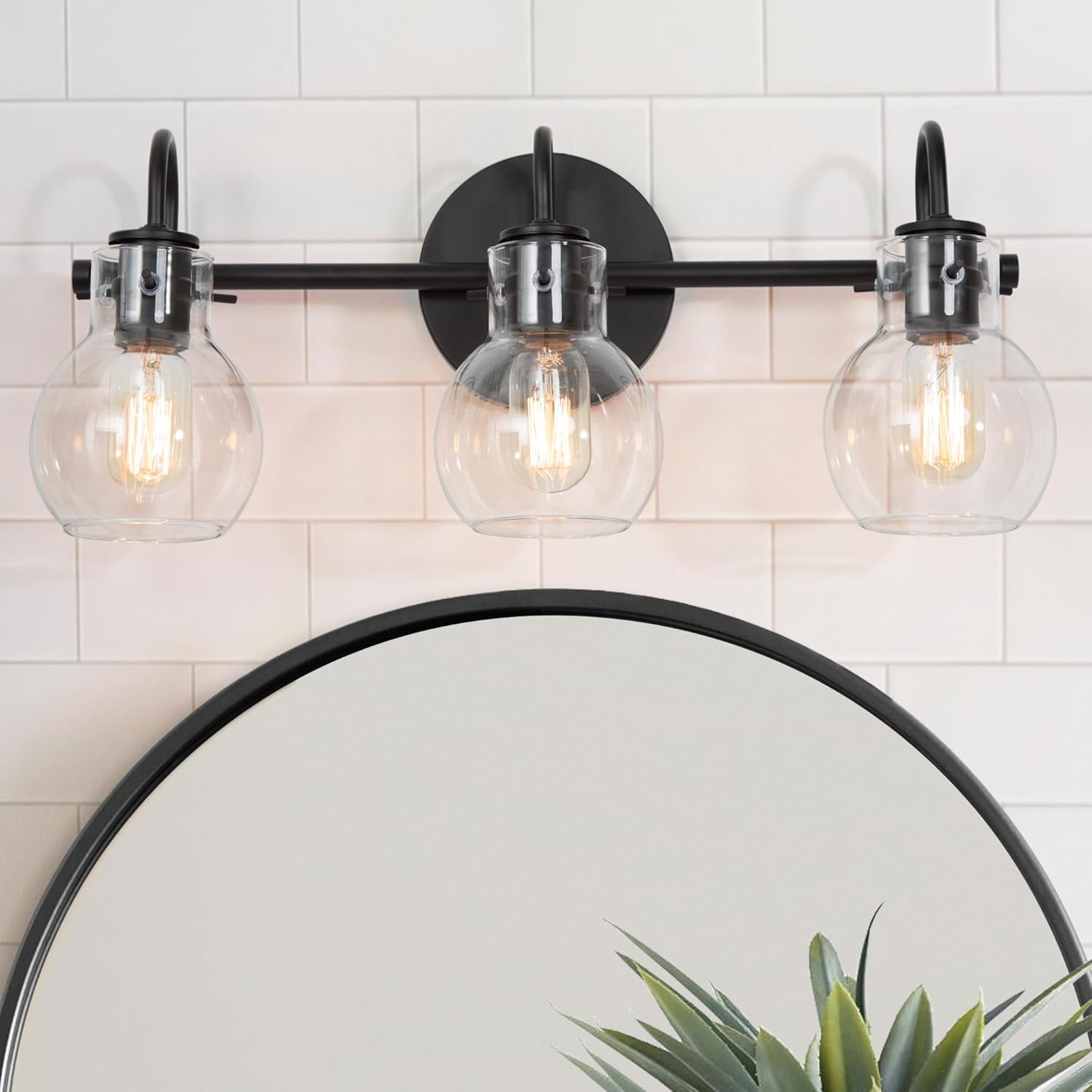KSANA Black Bathroom Light Fixtures, 3-Light Modern Farmhouse Black ...