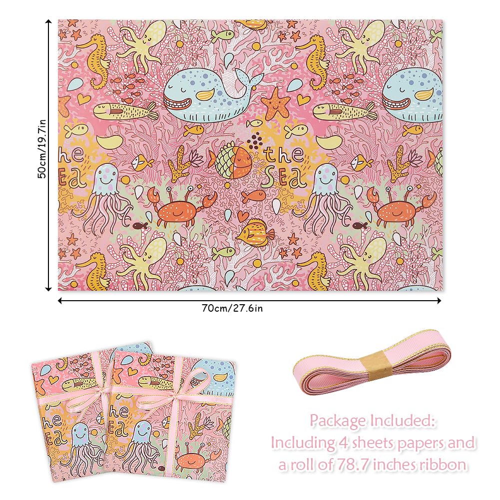 Lot De 4 Feuilles De Papier Cadeau D'anniversaire Sur Le Thème De La