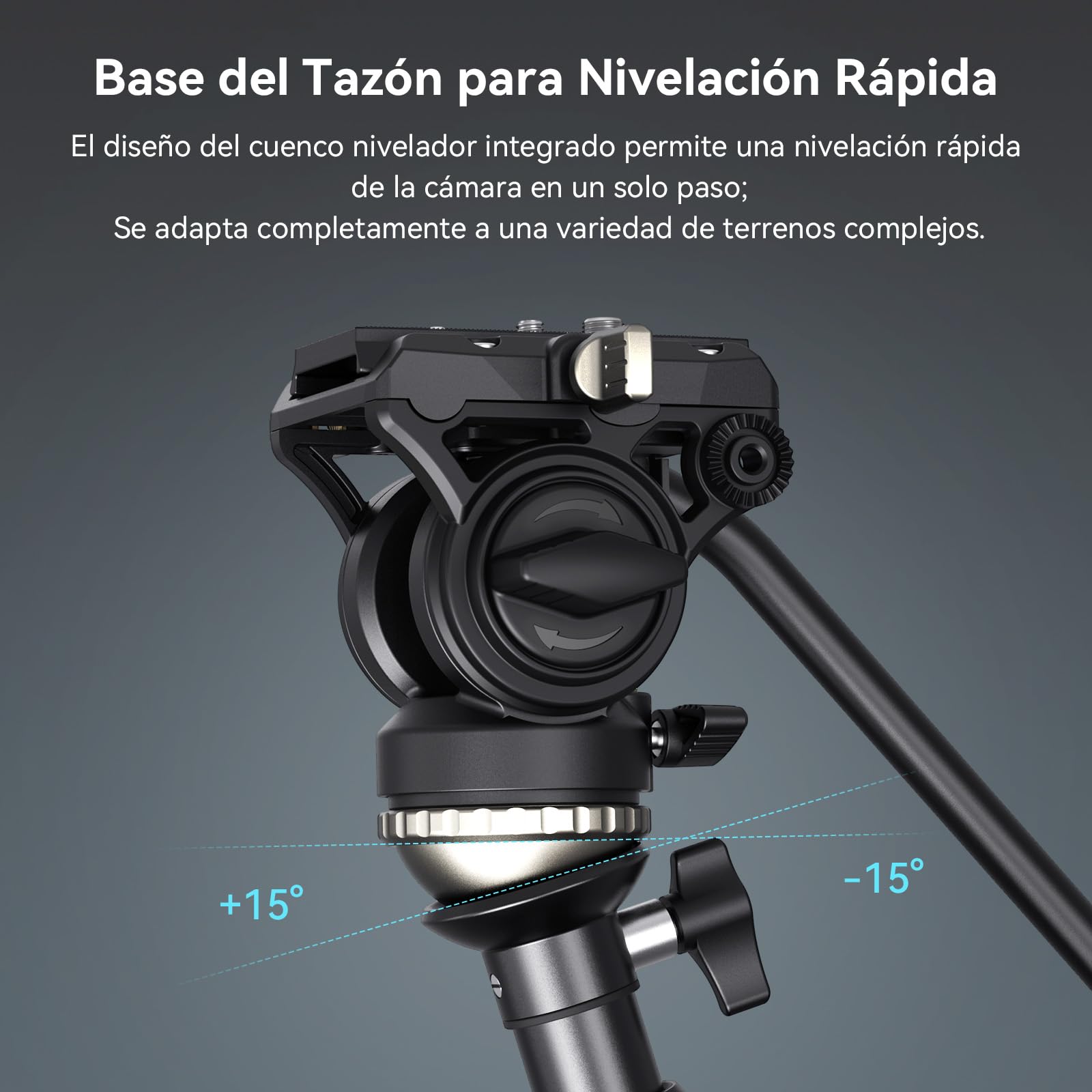 SMALLRIG Trípode para videocámara de 75 pulgadas, monopod con base de nivelación +/-15°, cabezal fluido, trípode profesional para cámara de vídeo DSLR, CT210-4475