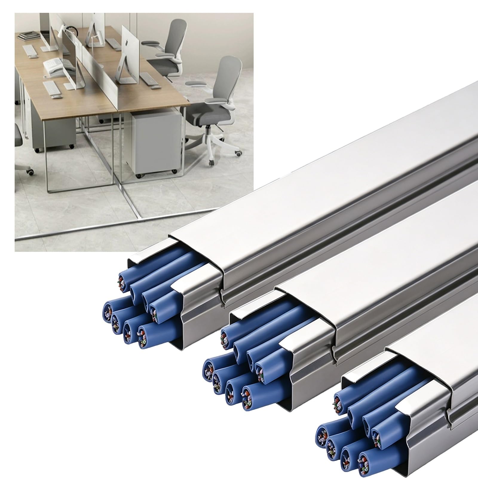 Kit Nascondi Cavi - Canalina Passacavi Acciaio Inox 1 M Muro Pavimento | Coprifili Elettrici Piazza Interno e Esterno, Calpestabile Impermeabile e Antiruggine