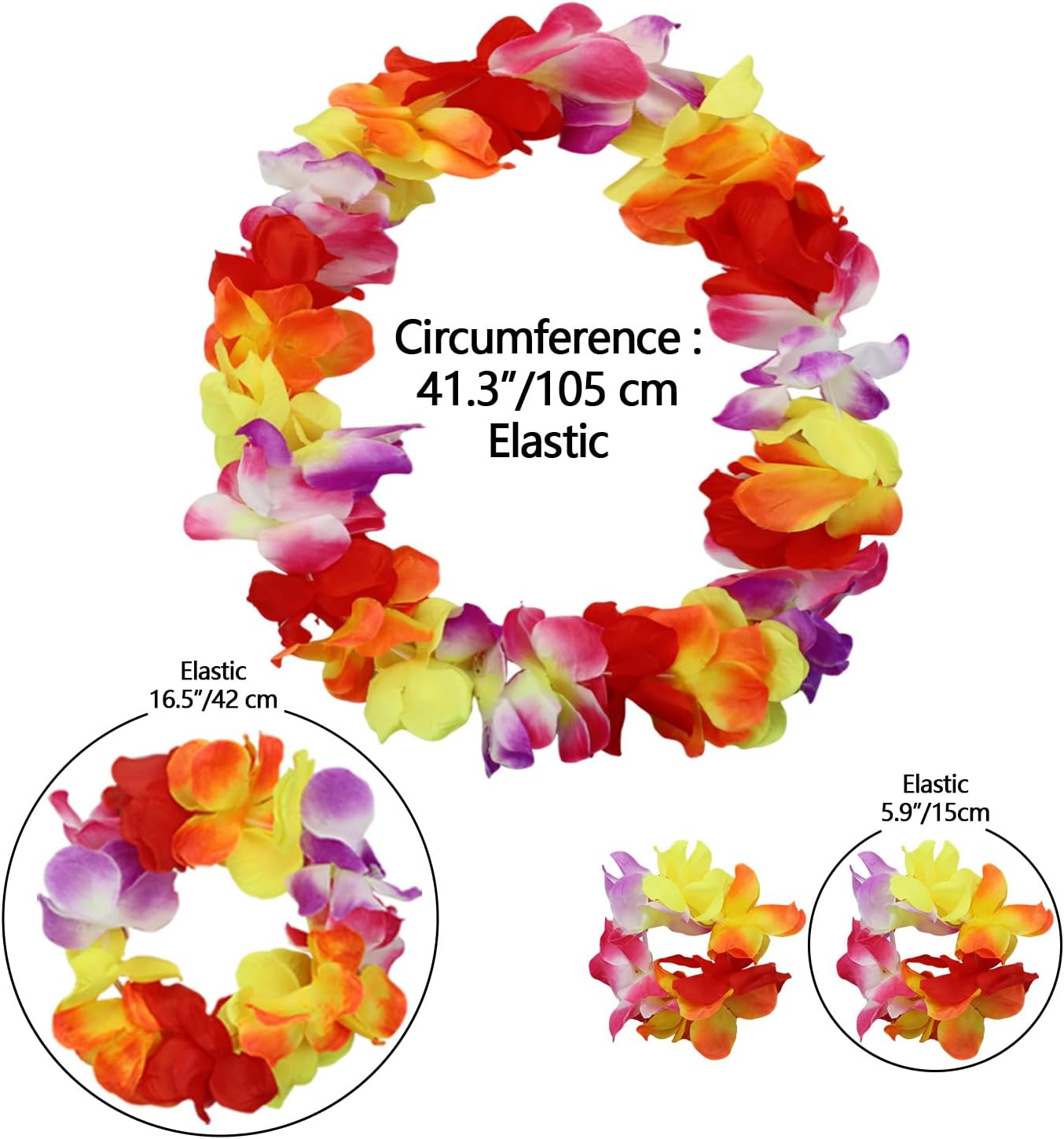 Raffia Grass Hula Skirt and Hibiscus Leis Set Hawaiian Costumes for Tropical Hawaiian Party Summer Beach Luau Party - Image 8