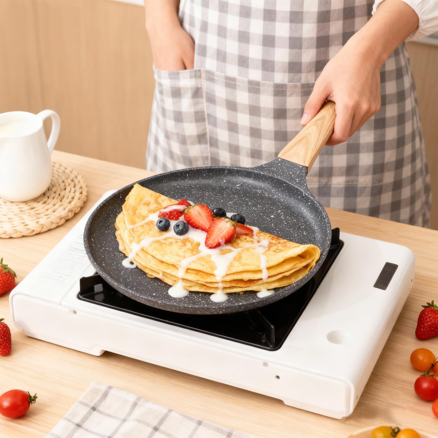 Tissting Nonstick Crepe Pan 10inch - Aluminum Alloy Egg Frying Pan with Medical Stone Coating, Pancake Skillet for Omelette, Tortillas, Breakfast - Dishwasher Safe & Induction Compatible