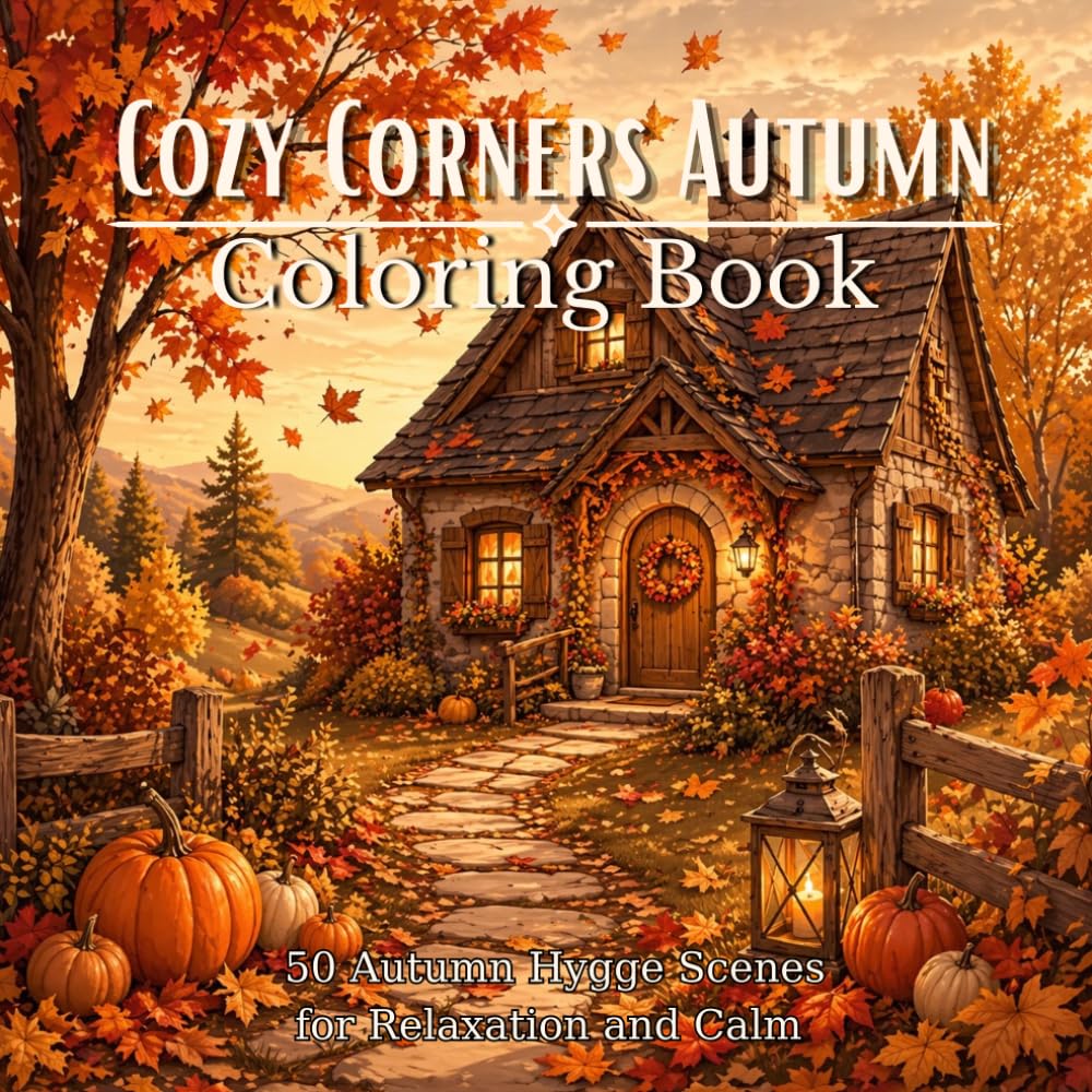 Cozy Corners Autumn Coloring Book: 50 Autumn Hygge Scenes for Relaxation and Calm (Cozy Corners Coloring Collection)