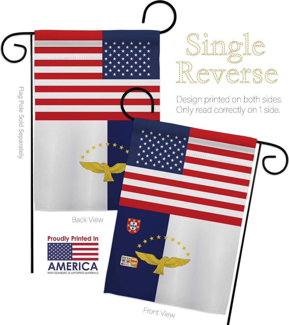 Azores US Friendship Garden Flag Set Wall Holder Regional USA American Alliance World Country Particular Area Small Decorative Gift Yard House Banner Made In 13 X 18.5