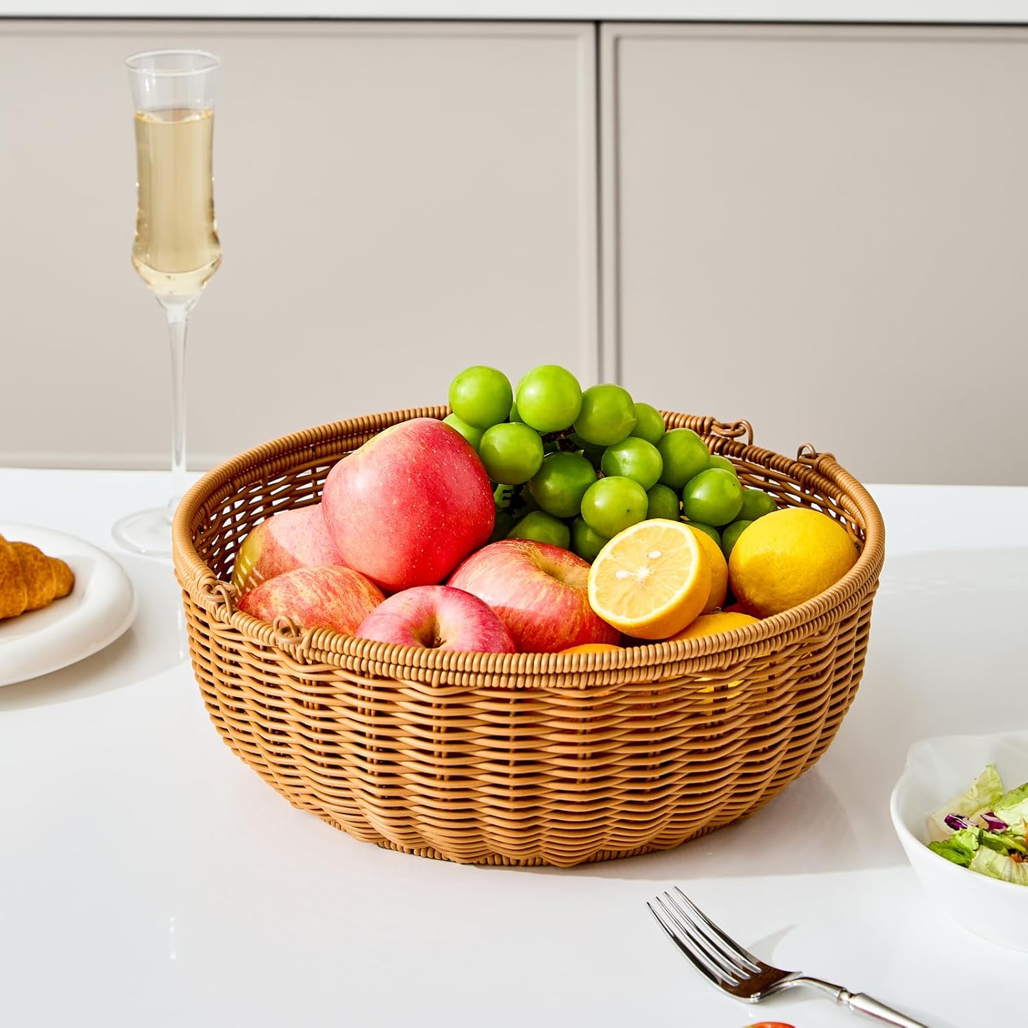 Fruit Bowl for Kitchen Counter, Large Fruit Basket with Handle, Suitable for Storing Fruits, Vegetables, Bread, Candys and Snacks - Image 6