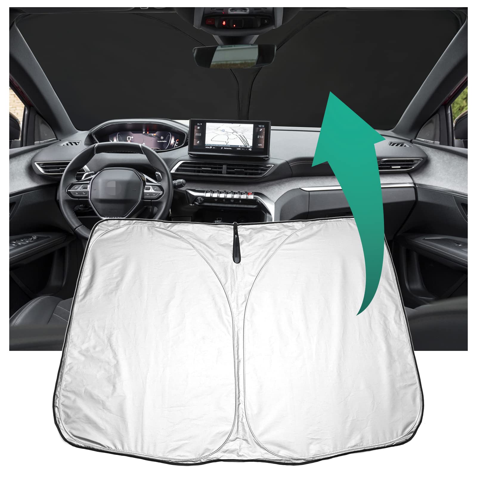 YEE PIN Compatible con Peugeot 3008 2016 – 2022, parasol plegable para coche, protección contra rayos UV y polvo
