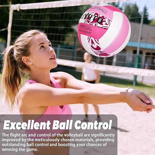 Miniatura 8 de KUYOTQ Tamaño oficial de 5 pulgadas y voleibol de playa al aire libre, superficie gruesa de 0.118 pulgadas, piel suave, para jóvenes, mujeres,
