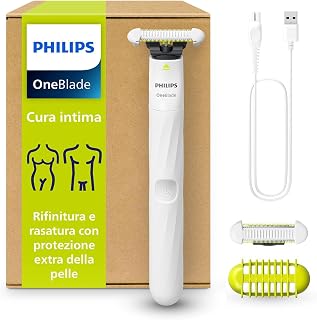 Philips OneBlade Intimate, cura intima, rifinitura e rasatura con protezione extra della pelle, Rasatura precisa e confort...