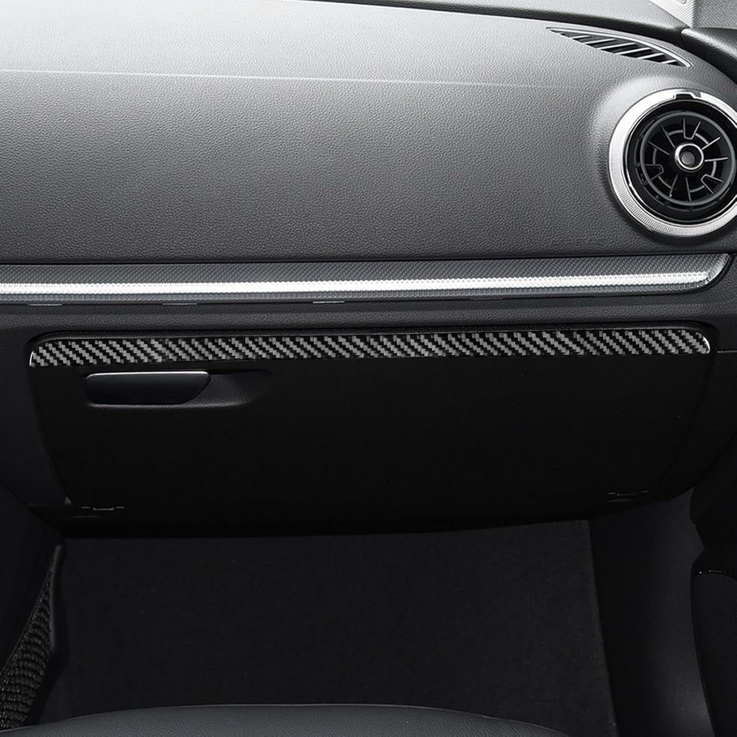 Real Premium Carbon Fiber Sticker Compatible with Audi A3 S3 RS3 8V 2013 2014 2015 2016 2017 2018 2019 Car co-Pilot Side Glove Box Storage Box Decor Trim Auto Interior Accessories Decal Black
