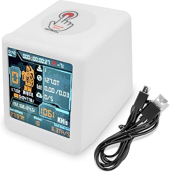 Bit Coin Miner NM-TV Crypto Miner ESP32 TFT Solo Lottery شاشة ذكية قابلة للمس مقاس 1.54 بوصة لوحة تطوير ESP32 هدية محظوظة تلفزيون صغير ساعة سطح المكتب 1060 كيلو هرتز/ثانية معدل تجزئة، 2000% Win Boost White