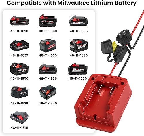 Miniatura 7 de Adaptador de batería de rueda eléctrica para Milwaukee M18 Kit convertidor de batería con cable de 14 AWG, fusible y terminales de cable, conector