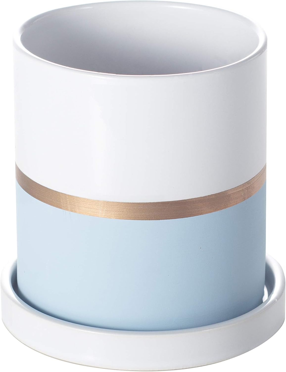 Ekirlin Plant Pot Indoor 13cm Ceramic Flower Pots Blue Planter with