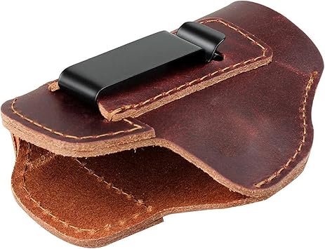 Locking Leather Holster | Inside Waistband with Stainless Steel Metal Clip | Carrier for Right Hand Draw S&W M&P Shield