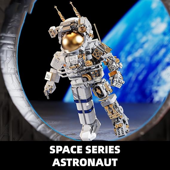 TYCOLE Space Astronaut Building Block Set,860Pcs Spaceman Building Toys with Display Stand, Cool Translucent Design Collection for Home Office Decor, Christmas Birthday Gift for Adults& Boys Age 8-12