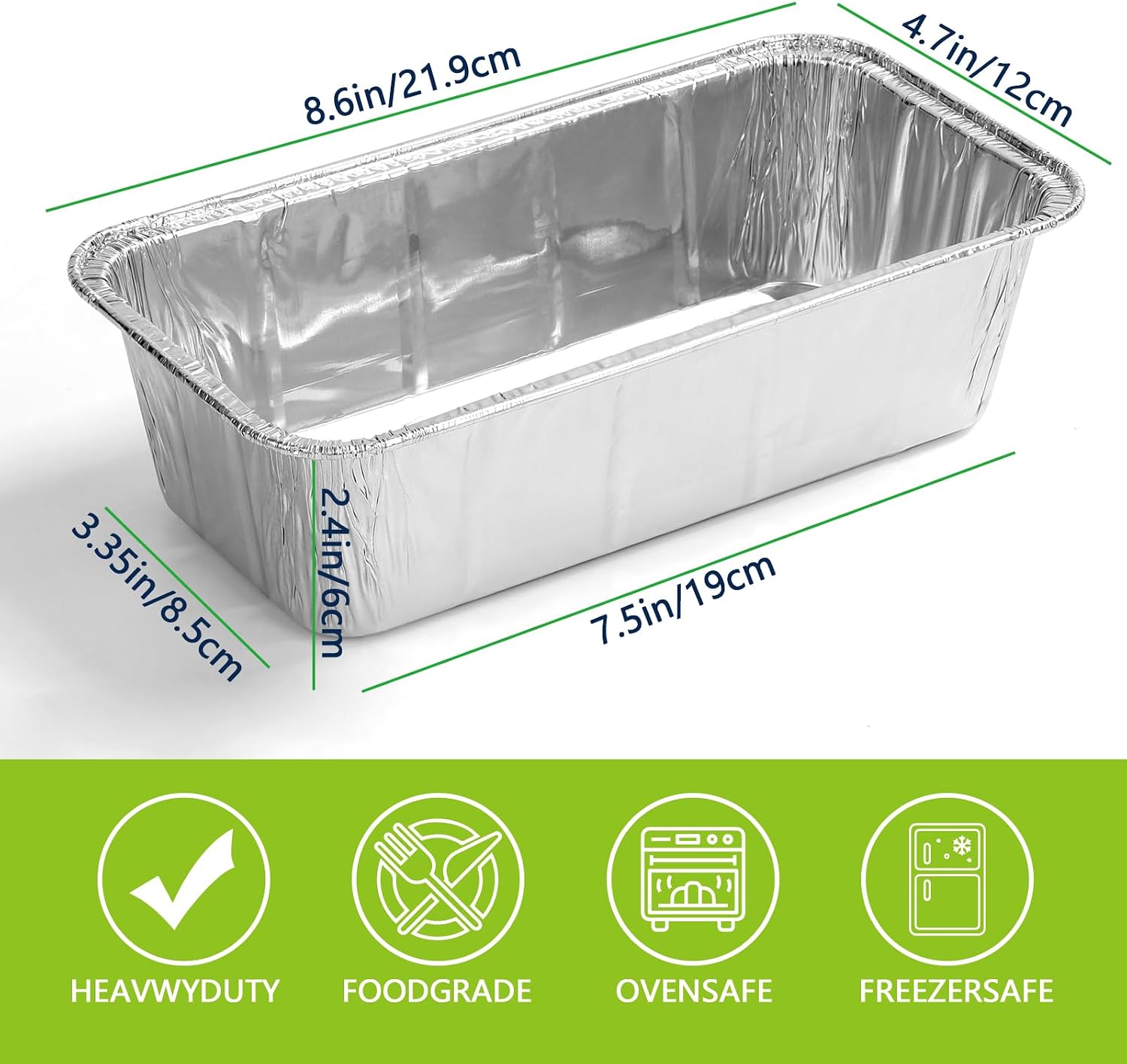UBeesize 2Lb Thicker & Heavy Duty Disposable Aluminum Loaf Pans, 100 Pack Ultra Sturdy 8.5 x 4.5 Foil Bread Pans for Baking Banana Bread, Cakes, Meatloaf & Food Storage image 3