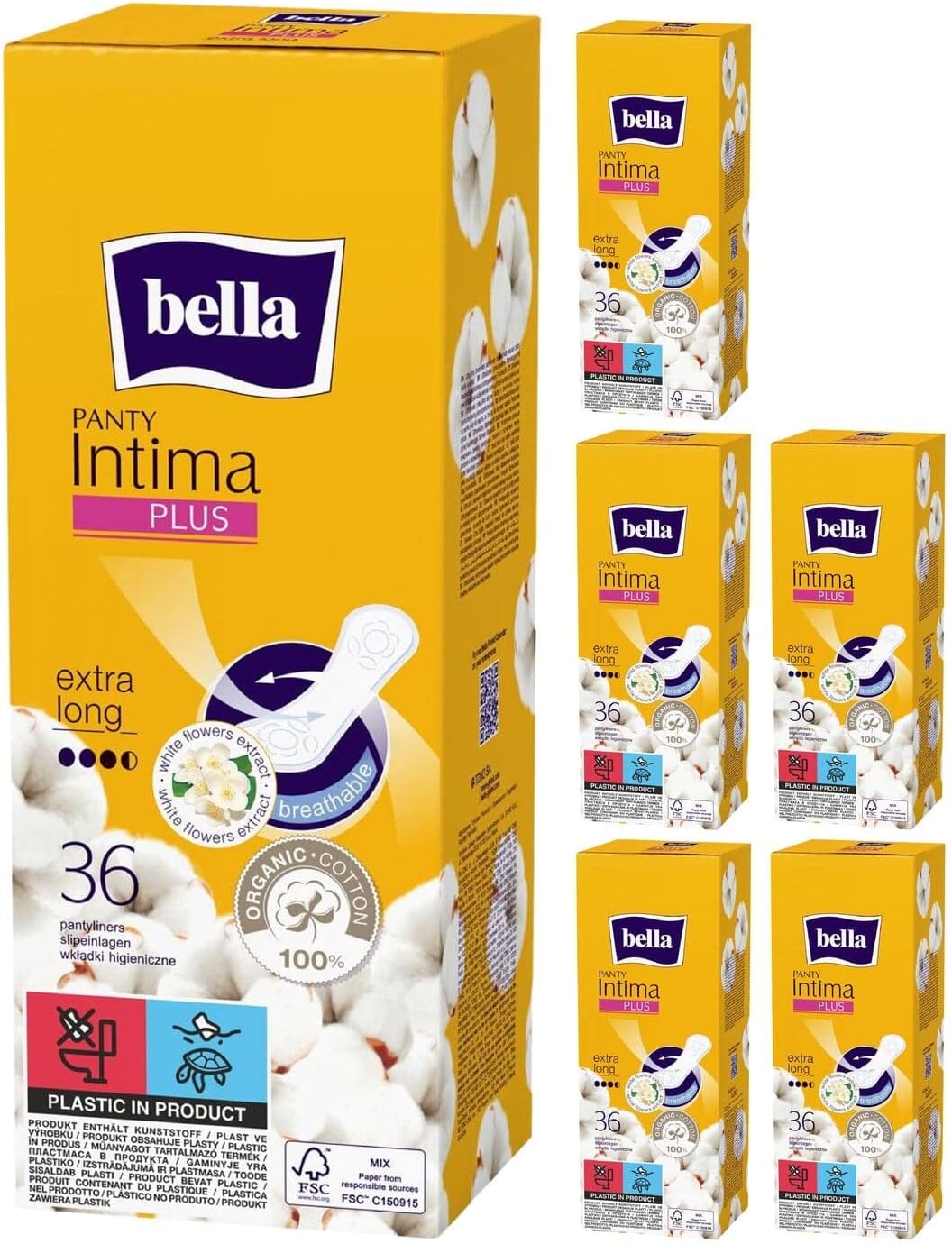 Bella Panty Intima Plus Panty liners - 36 count (Extra Long) (Pack of 1)