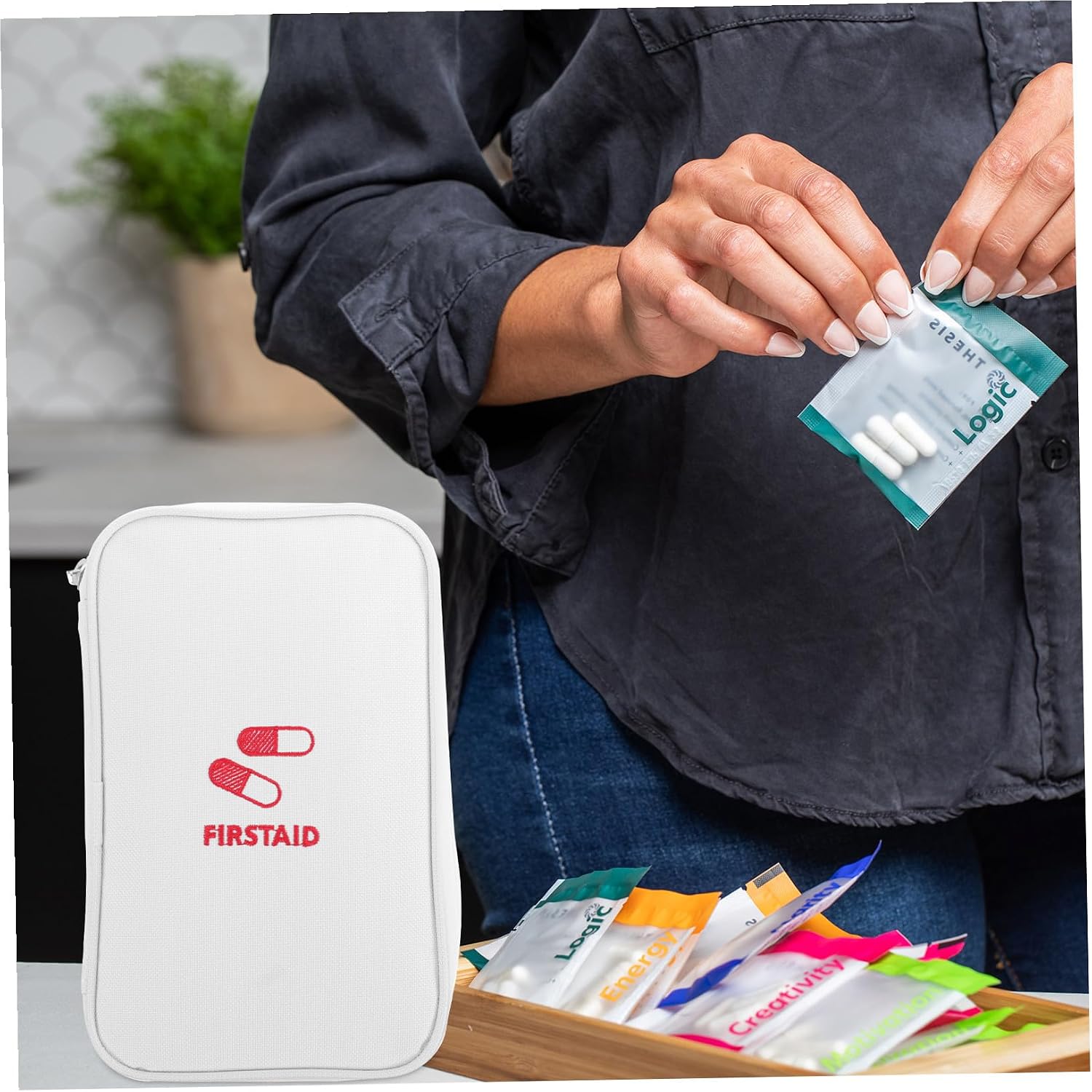 KICHOUSE First Aid Kit Bag for Purse Medicine Pouch Sections Oxford Bulk Travel Nursing Bag