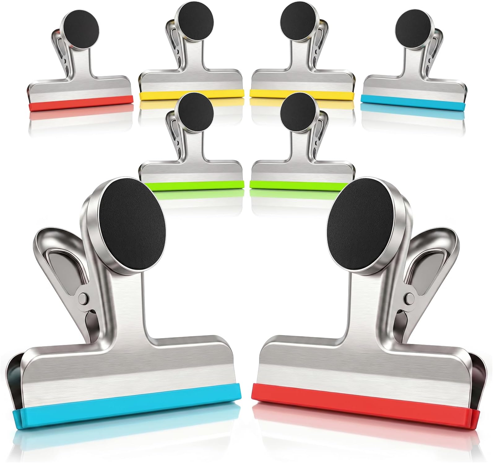 HOUSE AGAIN Magnetic Chip Clips, Stainless Steel Chip Bag Clips with Strong Magnet and Silicone Cover, Heavy Duty Food Bag Clips for Kitchen Storage, 8 Pack Color Coded, 3 Inch