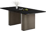 QHITTY 78 Inch Fluted Dining Table, Wood Kitchen Table for 6 to 10, Farmhouse Long Rectangle with Strip Base for Dining Room, Kitchen Walnut