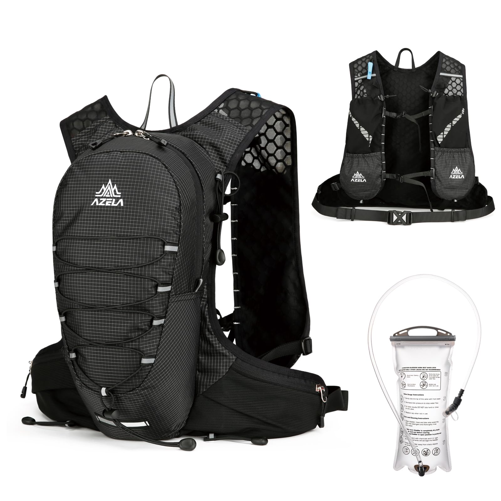 TRIWONDER Running Hydration Backpack Bike Cycling Backpack Lightweight Hiking Bag Daypack Walking Rucksack Hydration Pack for Women Men (01 Black - with a 2L Water Bladder, One Size)