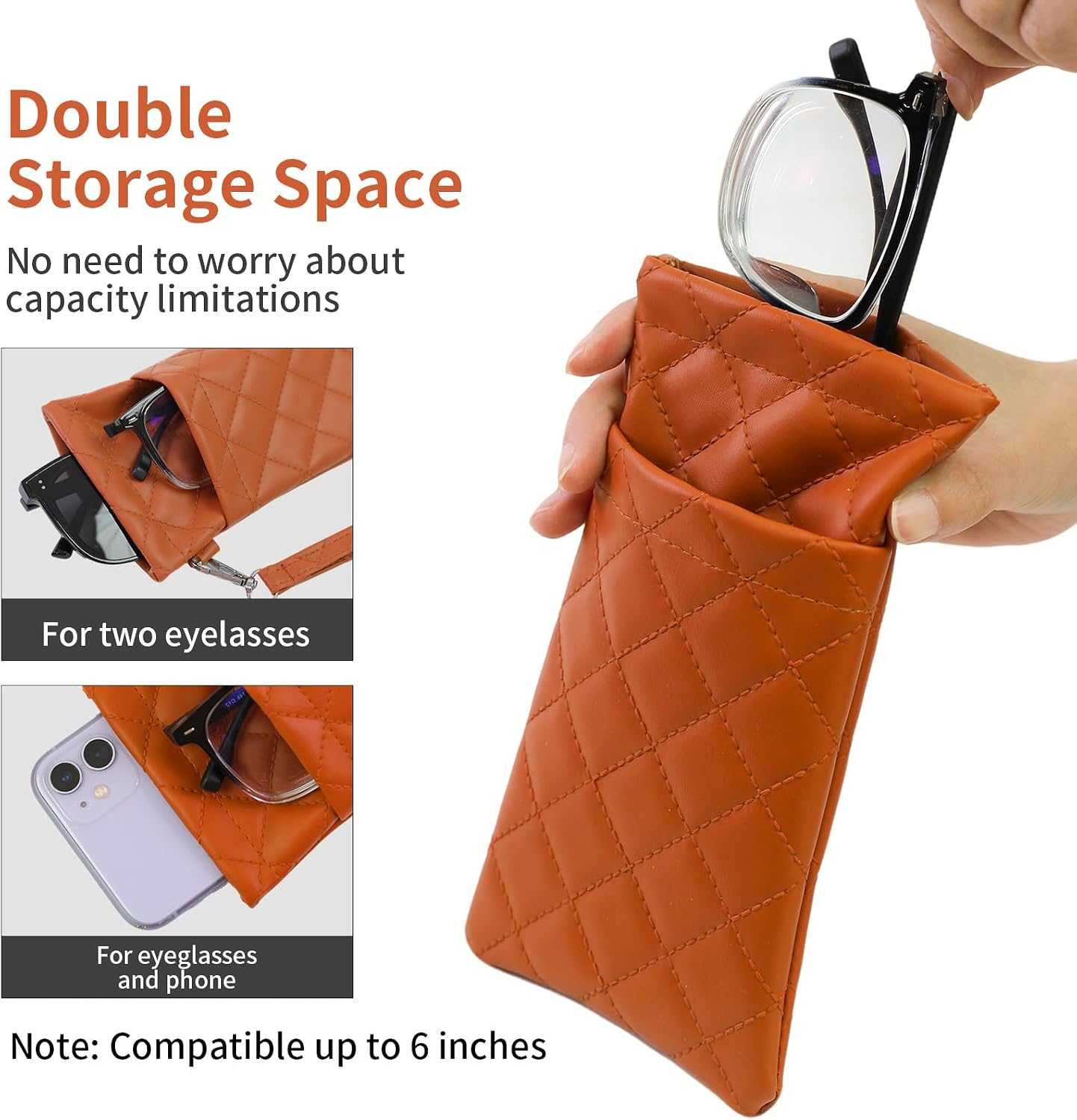 Double Eyeglass Case Soft Dual Glasses Case for Women Men Travel Squeeze Top Sunglasses Cases Eyeglasses Pouch