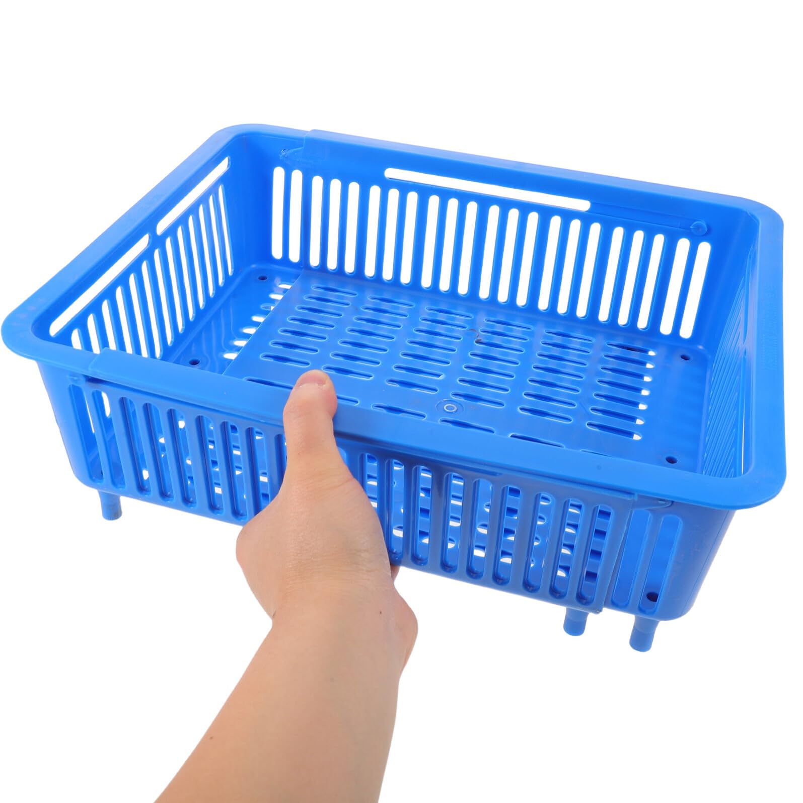 NUOBESTY Cestino per Sgocciolare Frutti di Mare in Plastica Blu con Gambe di Supporto Uniche e Design Estensibile, Facile da Pulire per Cucina Domestica e Conservazione