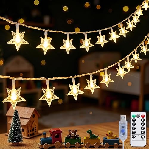 JMEXSUSS 100 LED Star String Lights USB Plug in, 33Ft