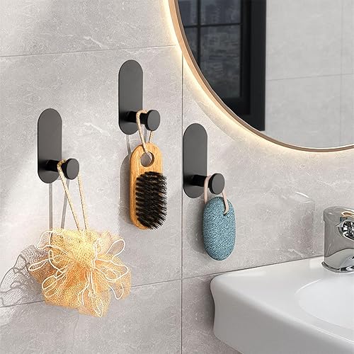 Miniatura 5 de TocTen Gancho adhesivo  Paquete de 3 ganchos adhesivos resistentes para toallasbatas, gancho de ducha de acero inoxidable impermeable, no se pega en