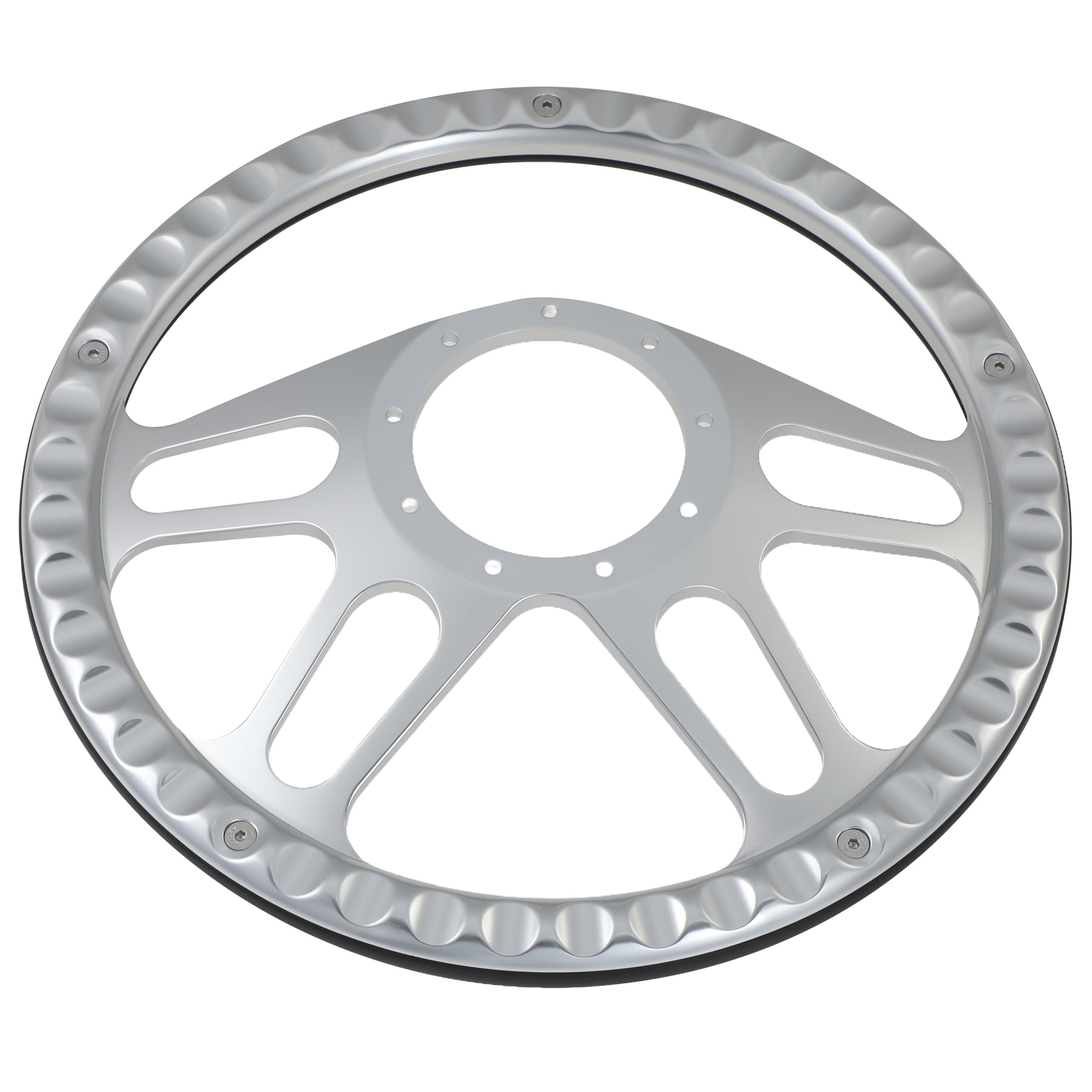 Flashpower 14'' Billet Half Wrap 9 Bolts Steering Wheel with 2'' Dish and Horn Button(Black)