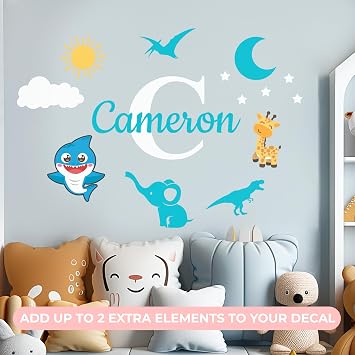CRYPTONITE Personalized Name & Initial Vinyl Wall Decor I Nursery Wall Decal for Baby Boy & Girl Decoration I Wall Stickers for Bedroom Decor I Boys Bedroom Decor I Multiple Size Options
