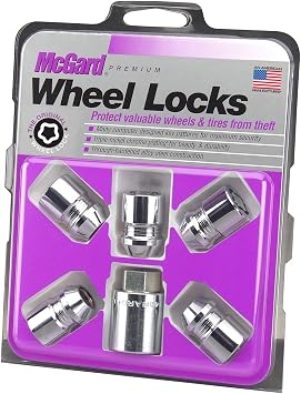 McGard 24557 Chrome Cone Seat Wheel Locks M12 x 1.5 Thread Size - Set of 5 Packaging May Vary