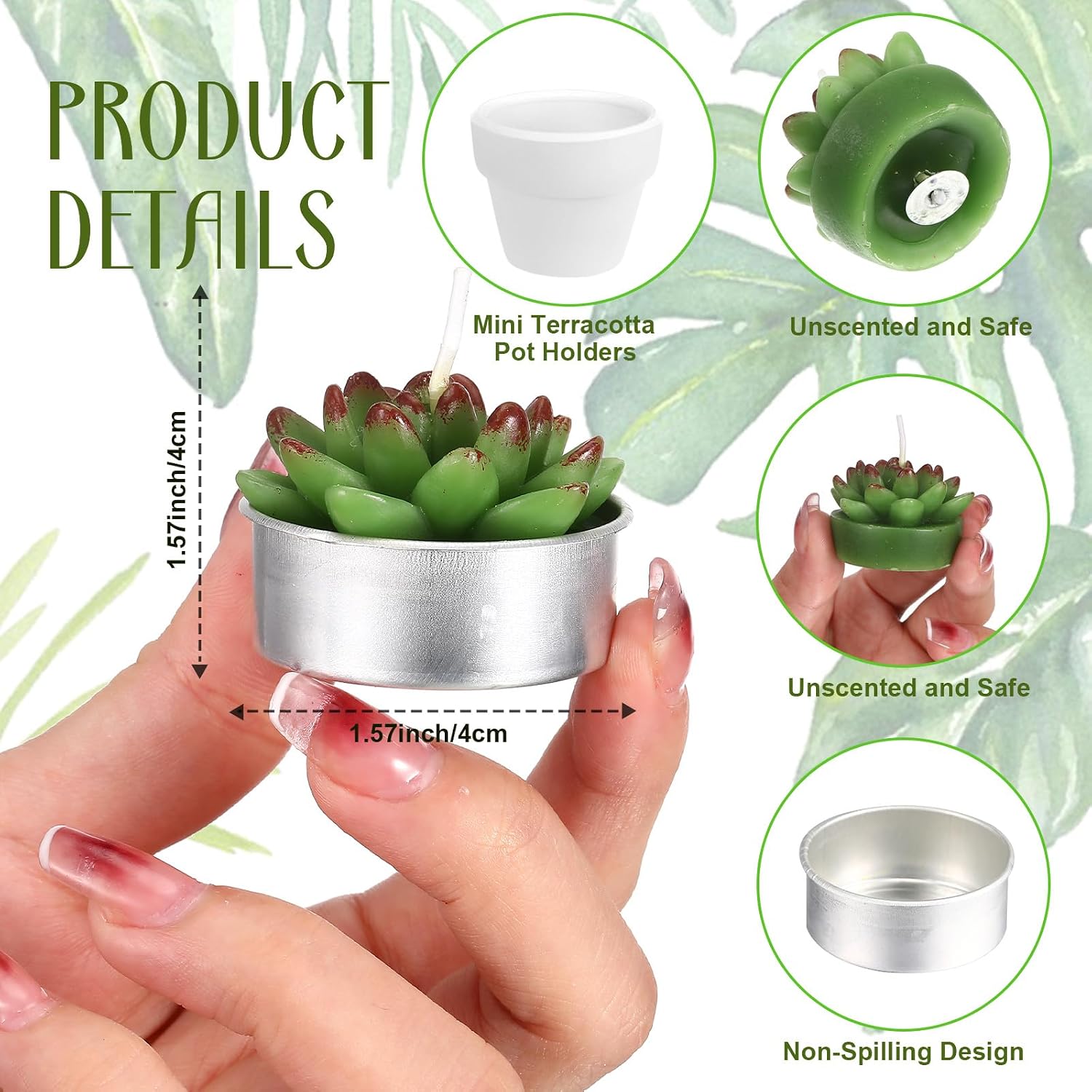 12 Pieces Succulent Candles Novelty Handmade Cactus Tealight Candle Delicate Stylish Plant Candle Mini Cactus Candles for Party Favors Baby Shower Decorations Wedding Gifts Birthday (Novel Style) image 2