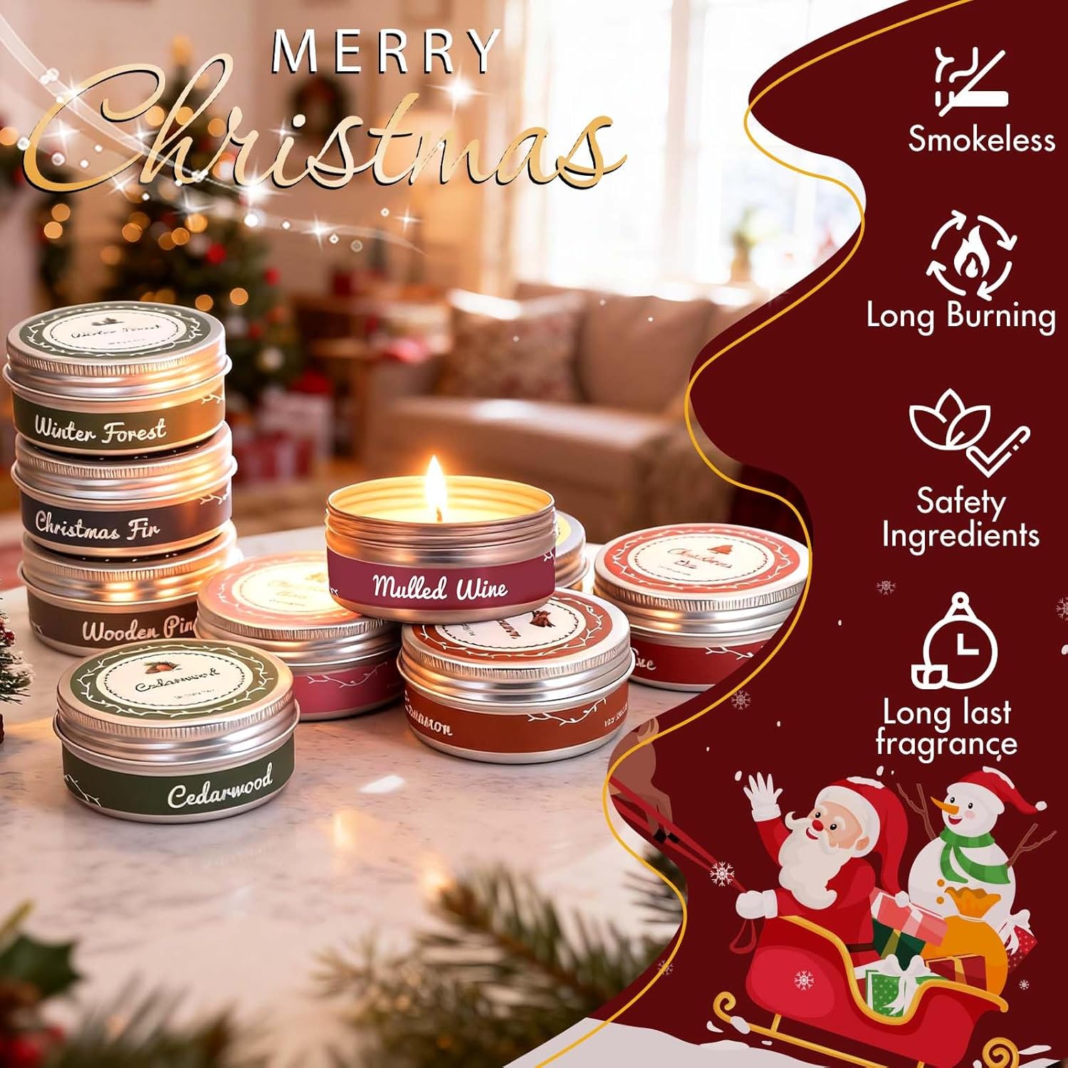 Liome Candle Advent Calendar 2026-24 Pack Holiday Scented Candles, Christmas Advent Calendar Gift Box with 24 Fragrances - Soy Wax Tin Candles for Women, Home Decor, Xmas Countdown Gifts