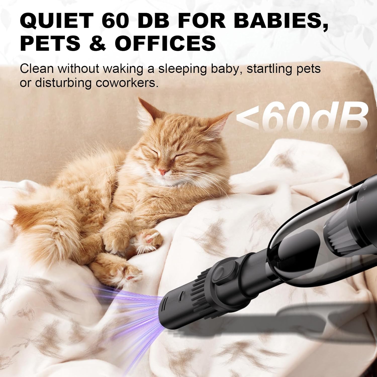 4-in-1 Mini Vacuum Cleaner, Small Hand Held Vacuum Cordless, Strong Suction, Duck Compact Vacuums Ultra-Quiet, 0.85 lb for Car,Desk,Drawer,Home, Air Duster/Inflator/Pump, USB Rechargeable, Seen on TV - Image 5