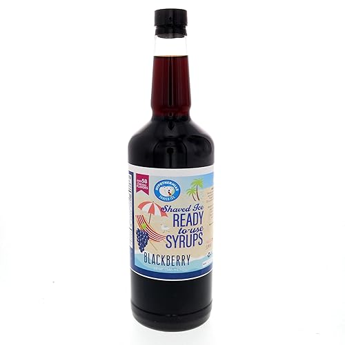 Hypothermias Blackberry - Jarabe de sabores de cono de nieve hawaiano listo para usar (32 onzas líquidas), hielo afeitado, 100% azúcar de caña pura