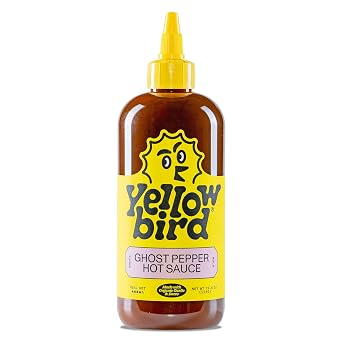 Yellowbird Made w/ Organic Ghost Pepper Hot Sauce 19.6 oz. Tabletop Size Real Hot | 1 Bottle | Made w/ Organic Tomatoes, Garlic, Dates