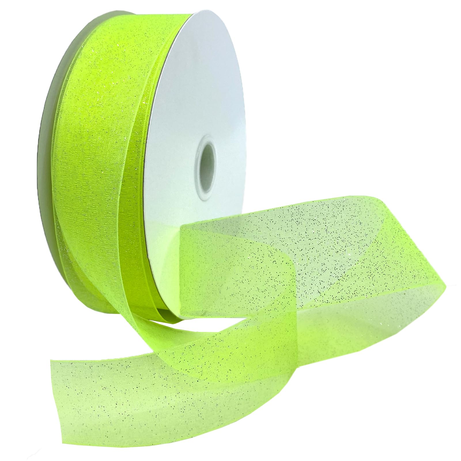Ruban transparent en sucre vert citron pour décoration de table de mariage et baptême en été