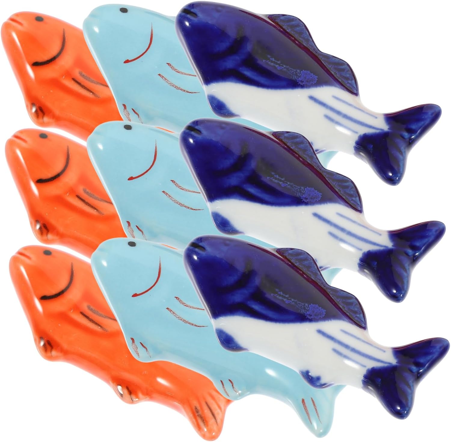 9pcs Fish Shape Ceramic Chopstick Rest Holder for Parties Kawaii Utensil Multifunctional Chopstick Rack Easy to Clean Store