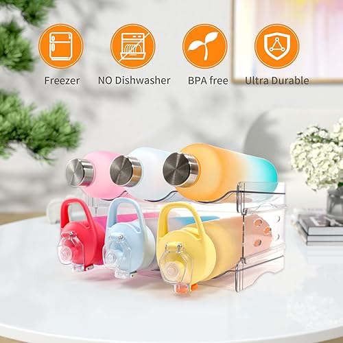 Miniatura 6 de Paquete de 2 organizadores de botellas de agua, soporte apilable para botellas de agua para gabinete, estante de almacenamiento de botellas de agua