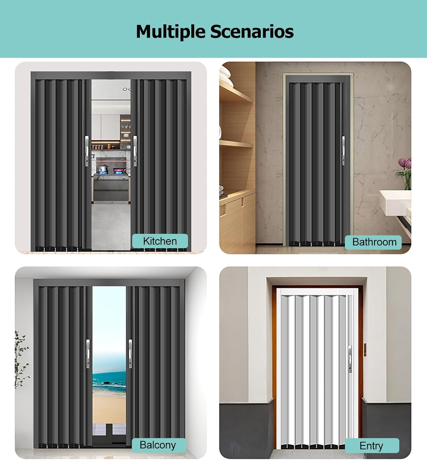 Custom Accordion Folding Interior Door, Sliding Room Divider with Lock, Space-Saving Multifold Door for Kitchen & Bathroom, 27x80in (68.6x203.2cm)