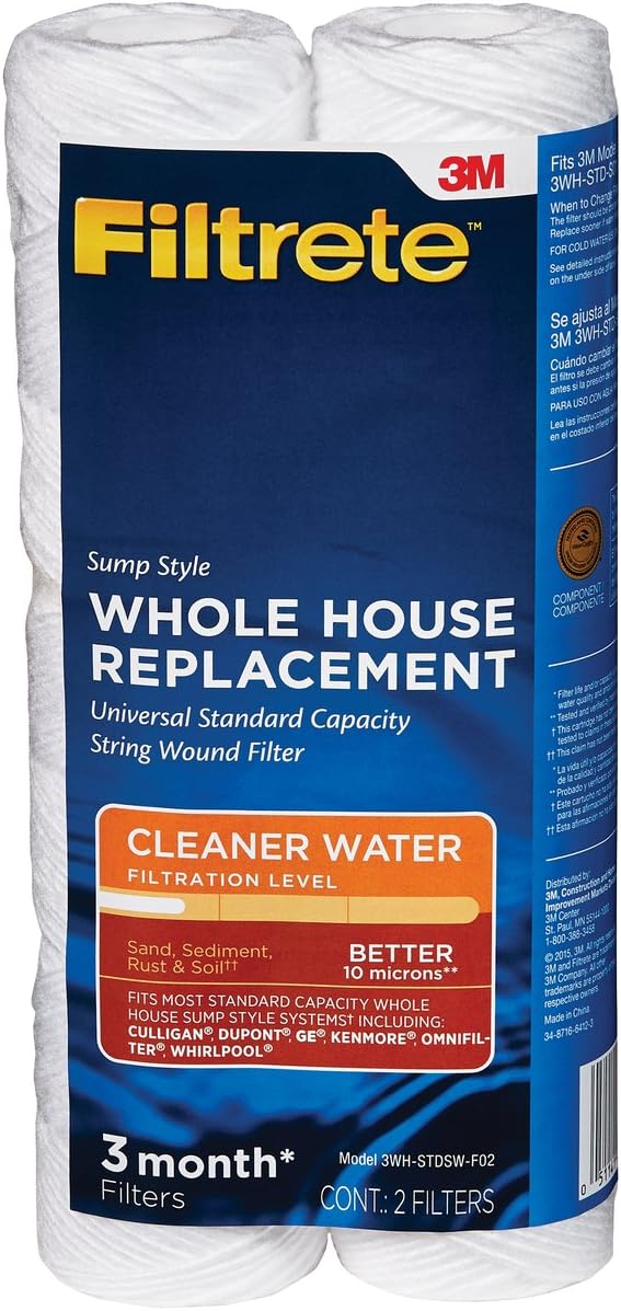 Filtrete 3WH-STDSW-F02 Standard Capacity Whole House System Refill, 2-Pack String Wound