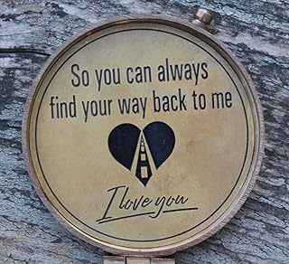 Antique Nautical Vintage Directional Magnetic Compass with Famous Scripture Quote Engraved Baptism Gifts with Leather Case or Wooden Case for Loved Ones, Son, Father, Love, Partner, Spouse, Fiancé.