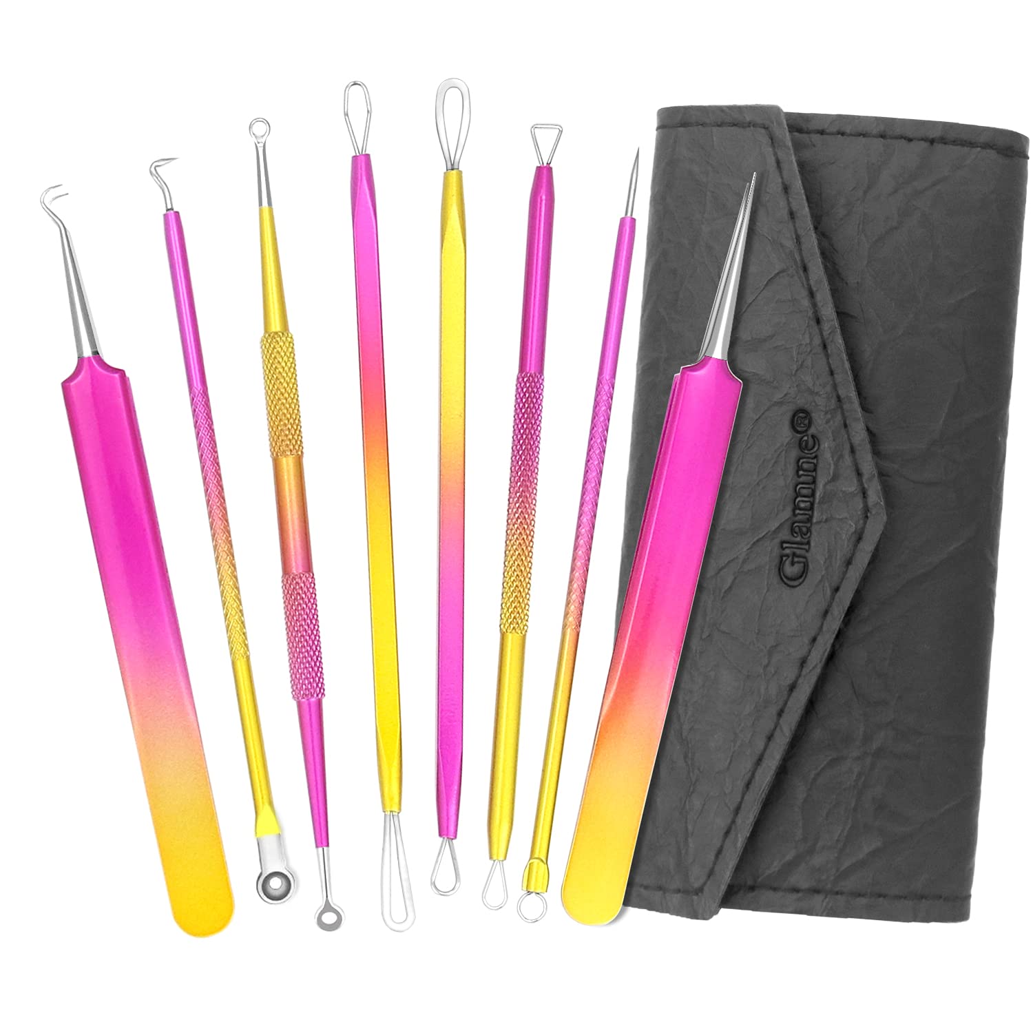 Blackhead Remover Pimple Popper Kit Acne Comedone Extractor Blemish Extraction Popping Tools (Rosy Yellow)