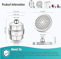 Vista 7 de ADOVEL - Cabezal de ducha de alta potencia y filtro de agua dura, filtro de ducha de 15 etapas elimina el cloro y sustancias nocivas, cabezal