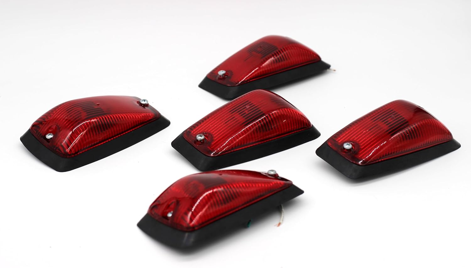Cab Roof Marker Light Assembly Set (5pcs, Red) Compatible with Chevy/GMC C/K 1500–7500 & Kodiak/Topkick (1988–2002) – Includes Bulbs