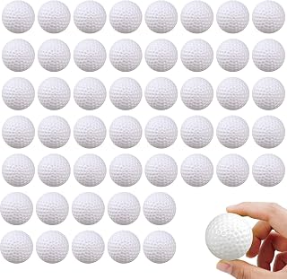 50 Pack Practice Golf Balls White - Hollow Plastic Golf Training Balls Indoor/Outdoor for Swing Practice, Safe Flight Design for Backyard & Garden use with Real Clubs